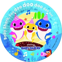 BABY SHARK Artículos De Fiesta Y Regalos*8 platos ecológicos 18 cm