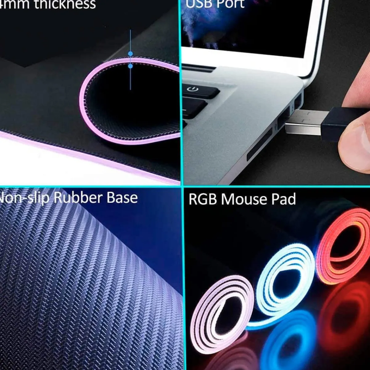 KLACK EUROPE Figuras De Acción*Alfombrilla ratón Gaming XXL con luces LED 80 x 30 cm