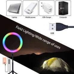 KLACK EUROPE Figuras De Acción*Aro de luz 26 cm Led 9 colores con trípode 210 cm