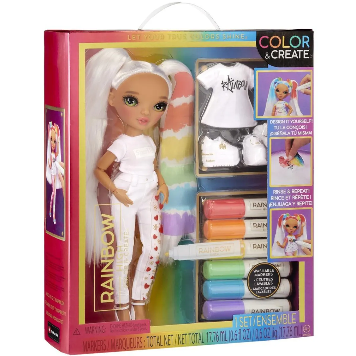 RAINBOW HIGH Muñecas*BABY born - Muñeca de moda Color & Create con ojos verdes y accesorios extra