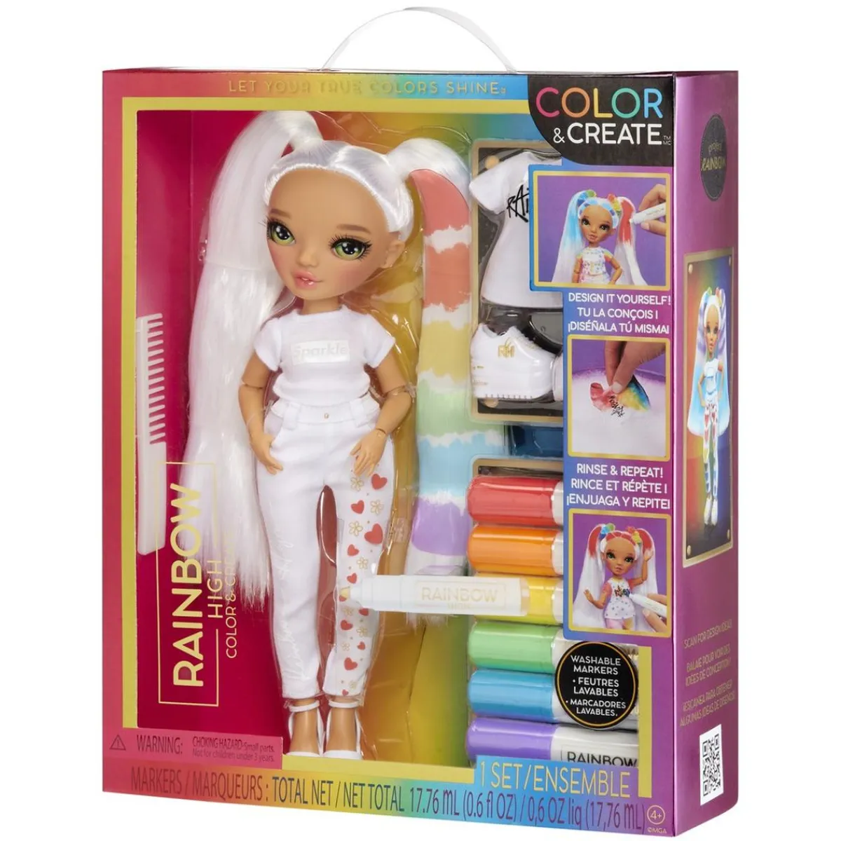RAINBOW HIGH Muñecas*BABY born - Muñeca de moda Color & Create con ojos verdes y accesorios extra