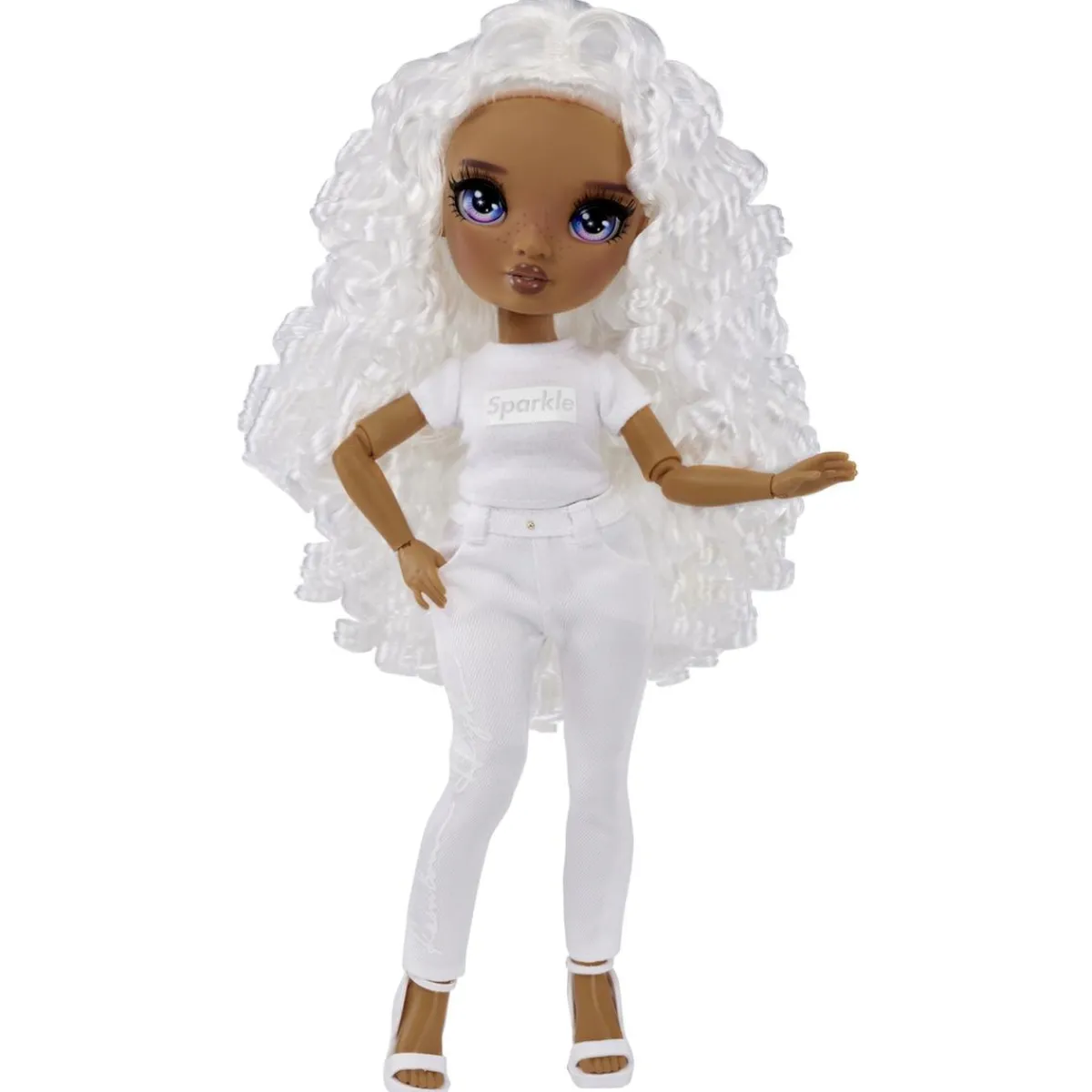 RAINBOW HIGH Muñecas*BABY born - Muñeca Fashion DIY colorear y crear - ojos morados, pelo rizado, top y zapatos extra, rotuladores arcoiris