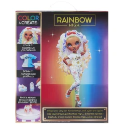 RAINBOW HIGH Muñecas*BABY born - Muñeca Fashion DIY colorear y crear - ojos morados, pelo rizado, top y zapatos extra, rotuladores arcoiris