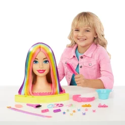 MATTEL Muñecas*Barbie - Busto de Barbie con pelo largo y accesorios para jugar a peluquería ㅤ