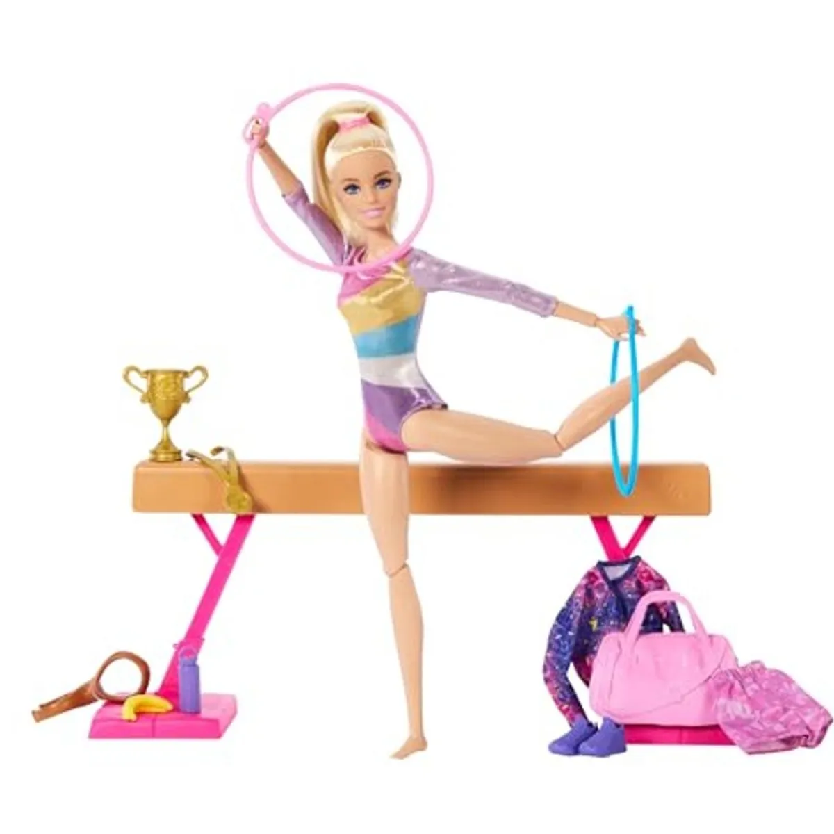 MATTEL Muñecas*Barbie - Conjunto Muñeca Gimnasta con Barra y Accesorios ㅤ