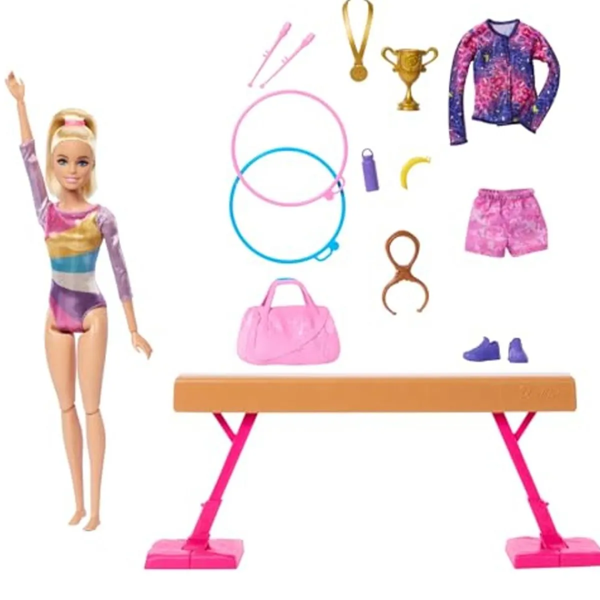 MATTEL Muñecas*Barbie - Conjunto Muñeca Gimnasta con Barra y Accesorios ㅤ