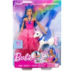 MATTEL Muñecas*Barbie - Muñeca Celebración Zafiro con Vestido Rosa y Unicornio ㅤ
