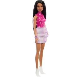 MATTEL Muñecas*Barbie - Muñeca Fashionista con Vestido Rosa Metálico ㅤ