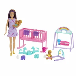 MATTEL Muñecas*Barbie - Muñeca Skipper canguro con gemelos y accesorios