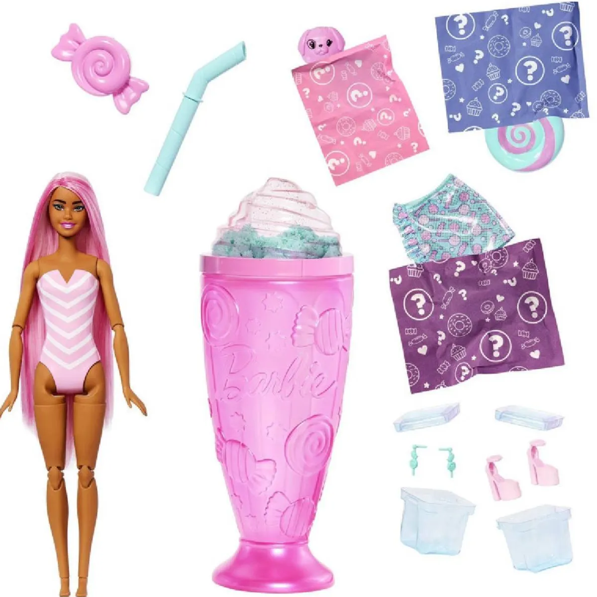 BARBIE Muñecas*Pop Reveal Sweets - Vaso rosa