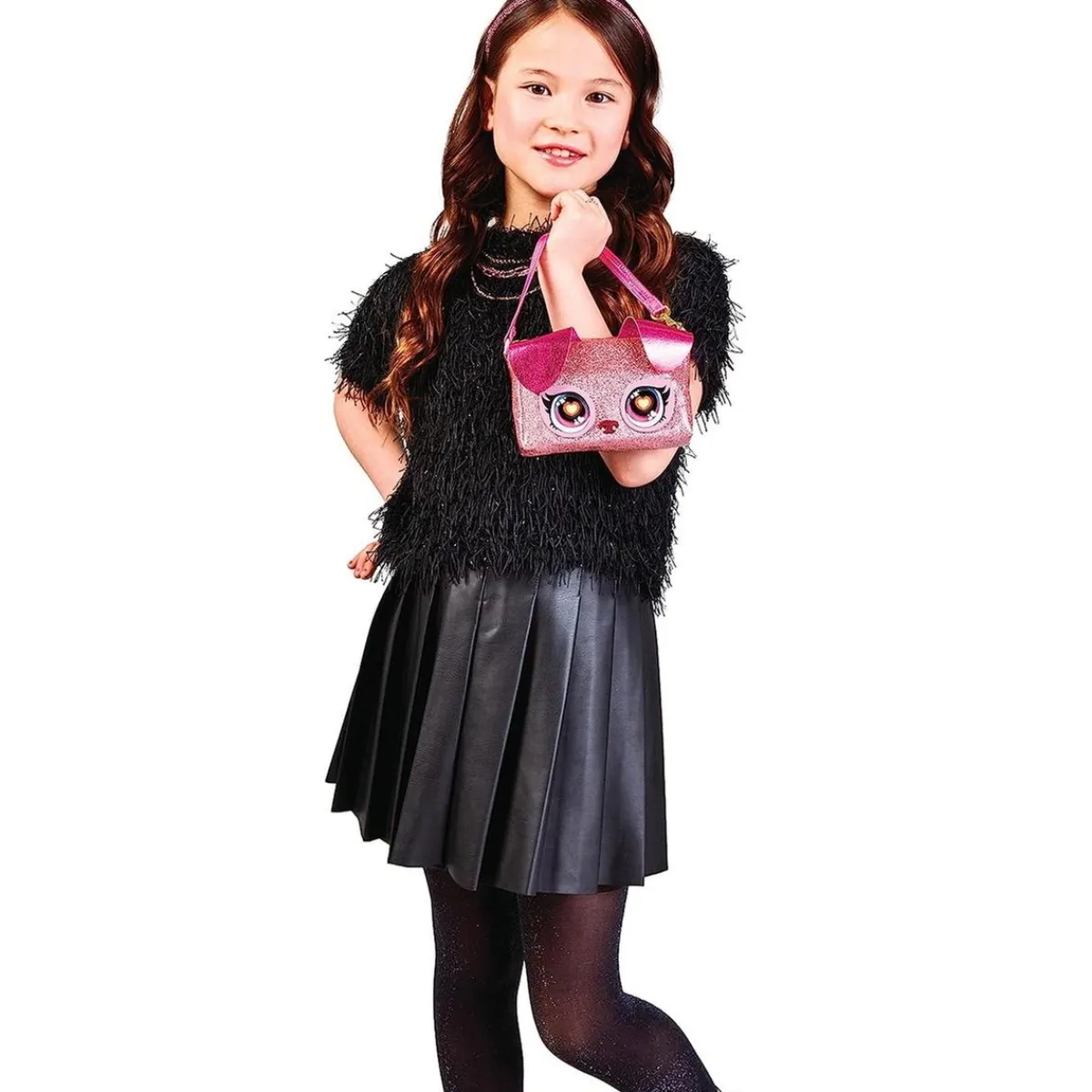 PURSE PETS Muñecas*Bolso de mano juguete cachorro con ojos arcoíris iluminados ㅤ