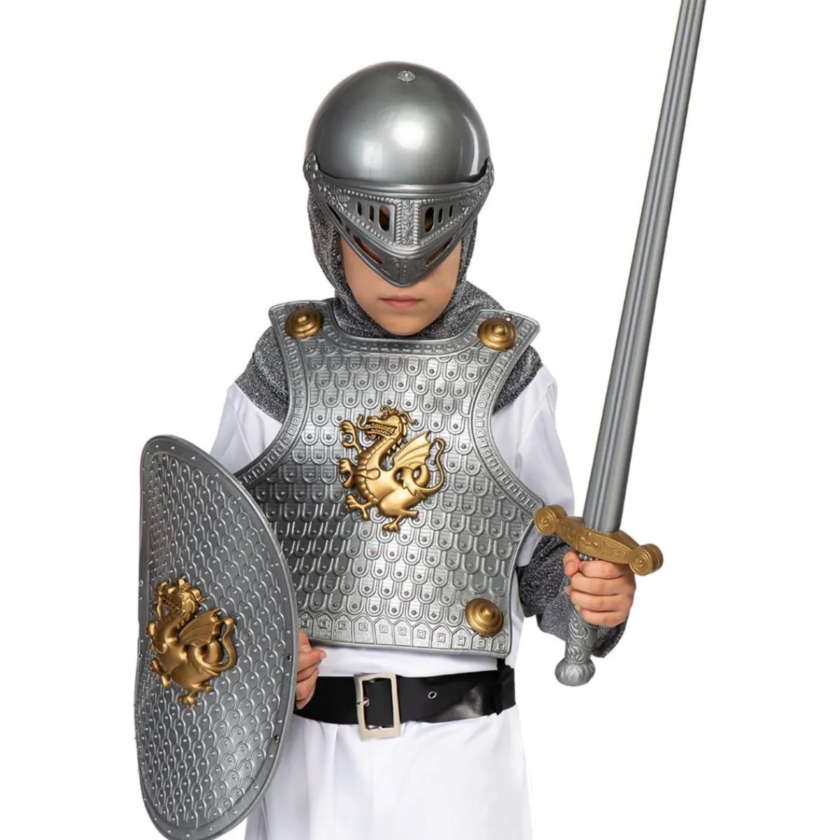 Funidelia Disfraces|Halloween*Casco, escudo y armadura medieval niños