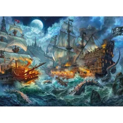 CLEMENTONI Juegos Y Puzzles*- Batalla de Piratas - Puzzle de 1000 Piezas para Adultos, Ilustración Multicolor ㅤ