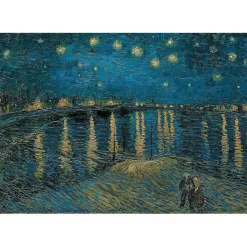 CLEMENTONI Juegos Y Puzzles*- Colección de Museo - Noche Estrellada sobre el Ródano - Puzzle de 1000 piezas para adultos, arte, rompecabezas, pinturas famosas, hecho en Italia, multicolor ㅤ