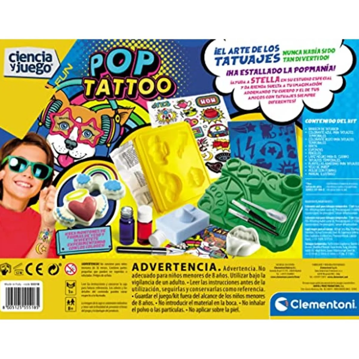 CLEMENTONI Steam*- Juego educativo de ciencias para hacer tatuajes y calcomanías personalizadas ㅤ