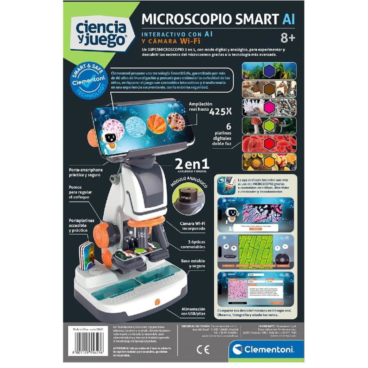 CLEMENTONI Steam*- Microscopio Smart 2 en 1 con Wi-Fi
