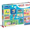 CLEMENTONI Juegos Y Puzzles*- Peppa Pig - Puzzle Infantil Multicolor 10 en 1, de distinto tamaño para montar progresivamente ㅤ