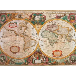 CLEMENTONI Juegos Y Puzzles*- Puzzle de 1000 piezas con Mapa antiguo, fabricado en Italia ㅤ