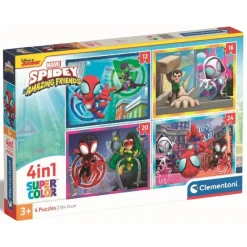 CLEMENTONI Juegos Y Puzzles*- Puzzles progresivos 4 en 1 - Spidey y su Superequipo