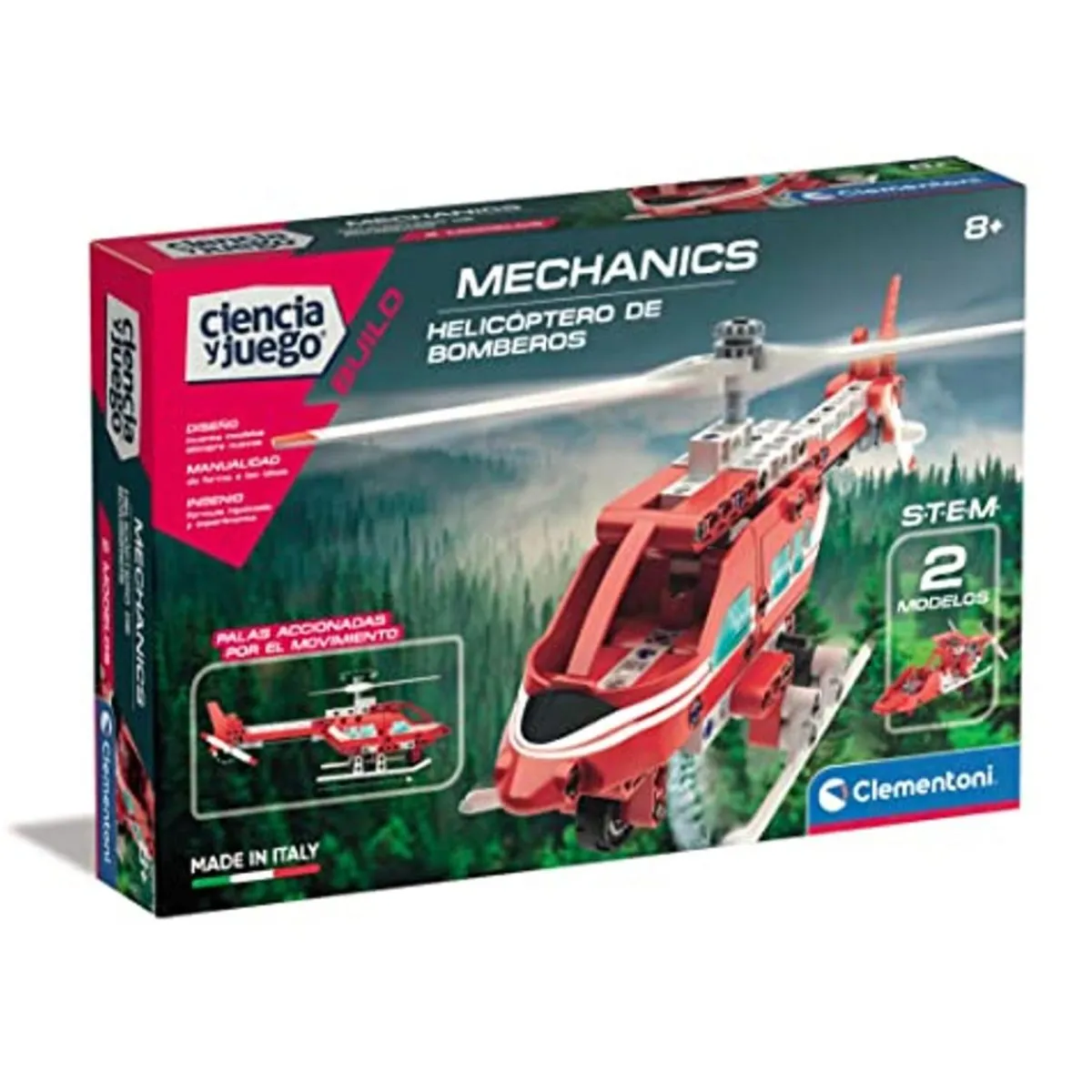 CLEMENTONI Steam*- Set de construcción Mechanics Lab Helicóptero de Bomberos ㅤ