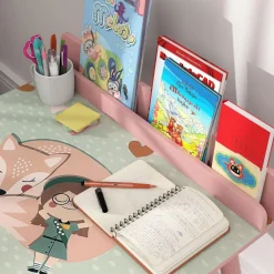 AIYAPLAY Estilo De Vida*Conjunto de mesa y silla con estante integrado Rosa