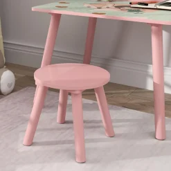 AIYAPLAY Estilo De Vida*Conjunto de mesa y silla con estante integrado Rosa