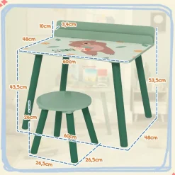 AIYAPLAY Estilo De Vida*Conjunto de mesa y silla con estante integrado Verde