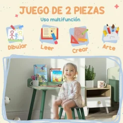 AIYAPLAY Estilo De Vida*Conjunto de mesa y silla con estante integrado Verde