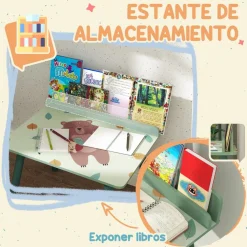 AIYAPLAY Estilo De Vida*Conjunto de mesa y silla con estante integrado Verde