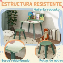 AIYAPLAY Estilo De Vida*Conjunto de mesa y silla con estante integrado Verde