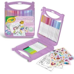 CRAYOLA Arte Y Manualidades*- Juego de rotuladores lavables SuperTips, 65 piezas en colores pastel ㅤ