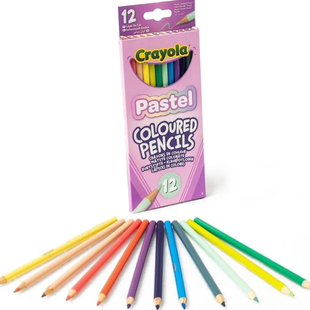 CRAYOLA Arte Y Manualidades*- Lápices de colores pastel de dibujo, caja de 12 colores ㅤ
