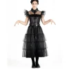 ABYSSE CORP Disfraces|Halloween*Disfraz color negro estilo Wednesday Addams, 152cm