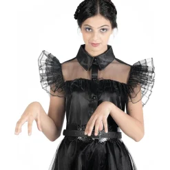 ABYSSE CORP Disfraces|Halloween*Disfraz color negro estilo Wednesday Addams, 152cm