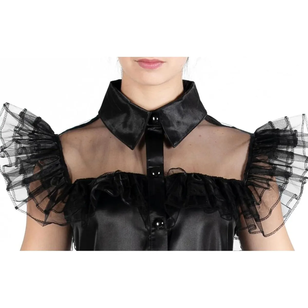 ABYSSE CORP Disfraces|Halloween*Disfraz color negro estilo Wednesday Addams, 152cm