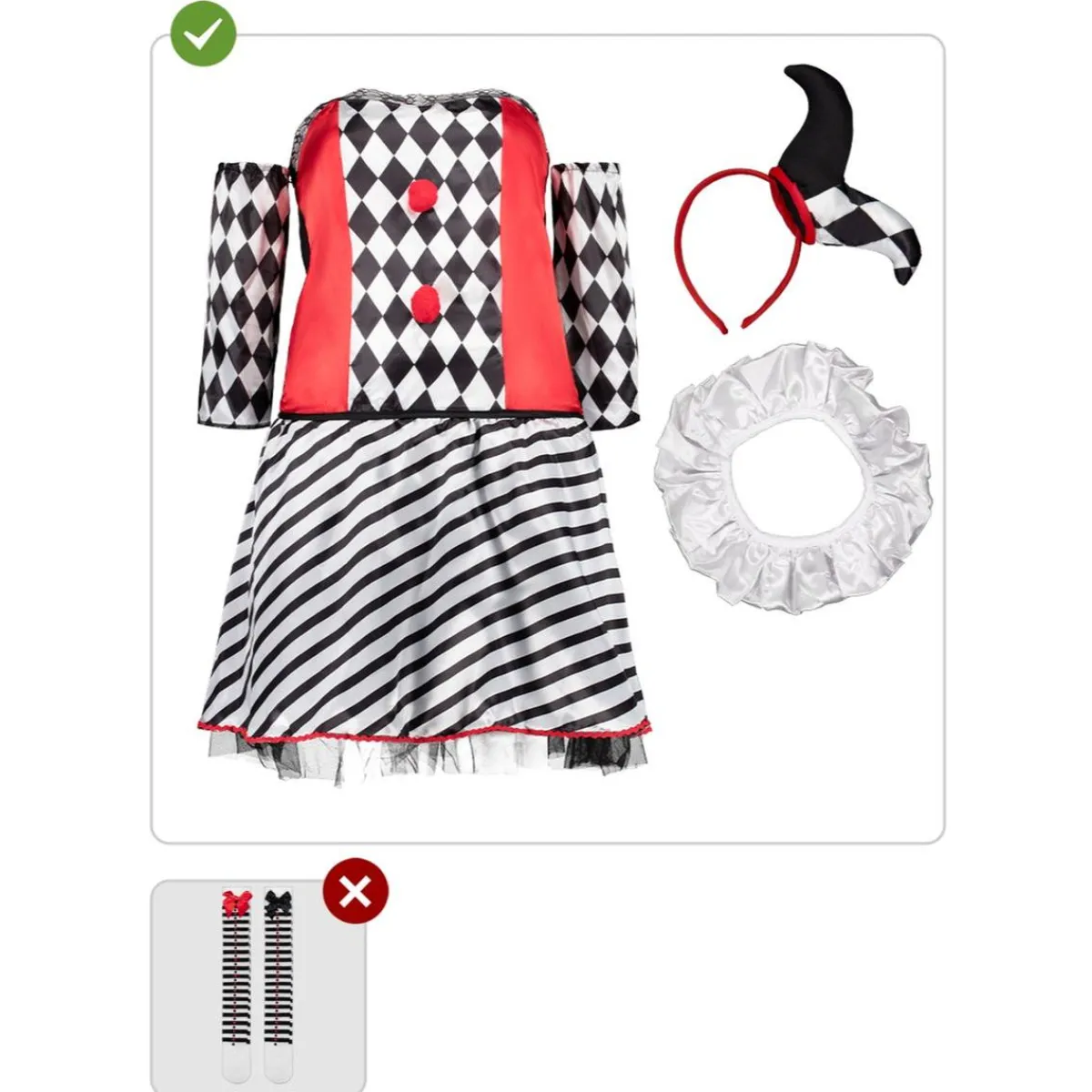 Funidelia Disfraces|Halloween*Disfraz de Arlequín para mujer XXL