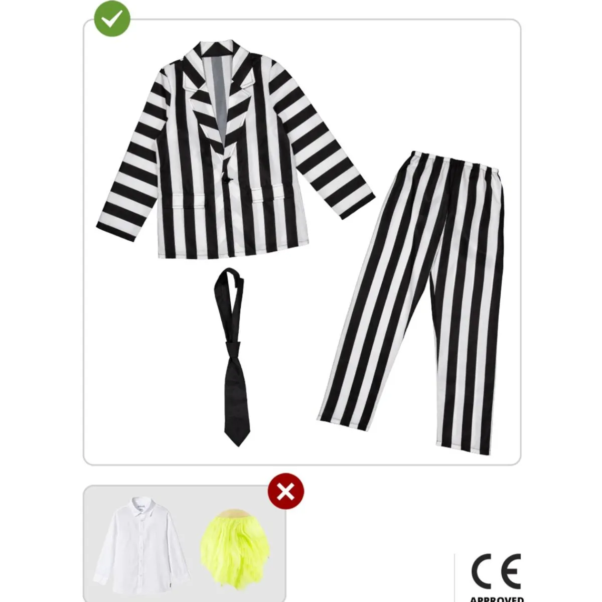 Funidelia Disfraces|Halloween*Disfraz de Beetlejuice niño 10-12 años