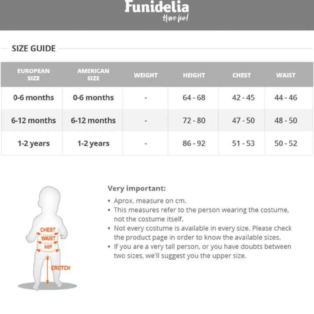 Funidelia Disfraces|Halloween*Disfraz de Calabaza para Bebé (50-68 cm)