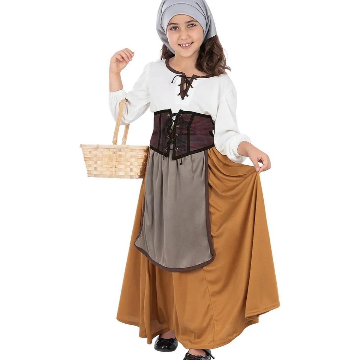 Funidelia Disfraces|Halloween*Disfraz de campesina medieval para niña 5-6 años