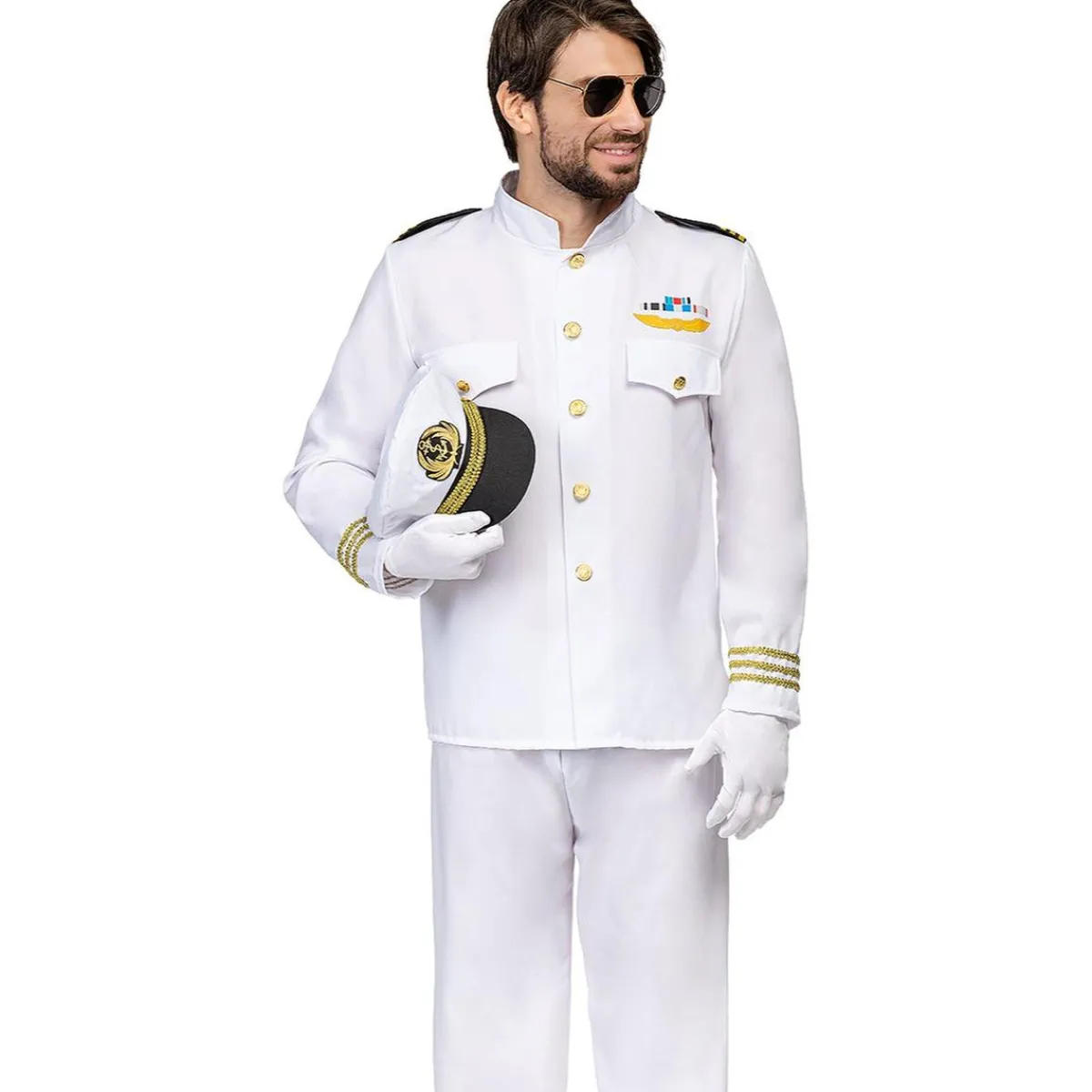 Funidelia Disfraces|Halloween*Disfraz de capitán de la marina para hombre XL