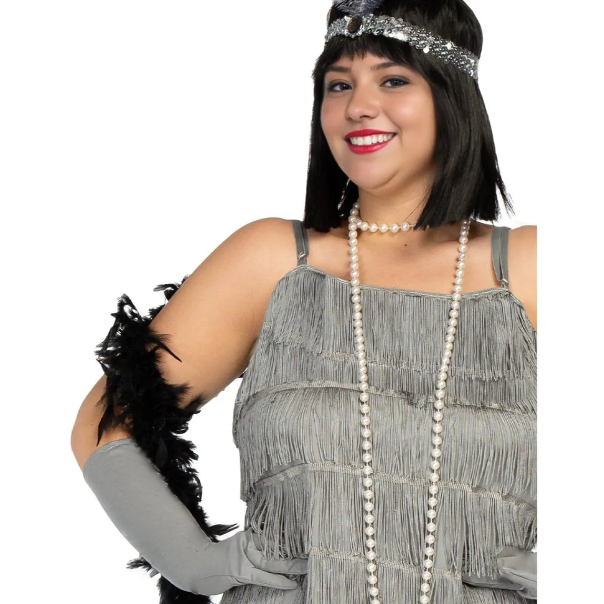 Funidelia Disfraces|Halloween*Disfraz de charlestón años 20 plateado XL