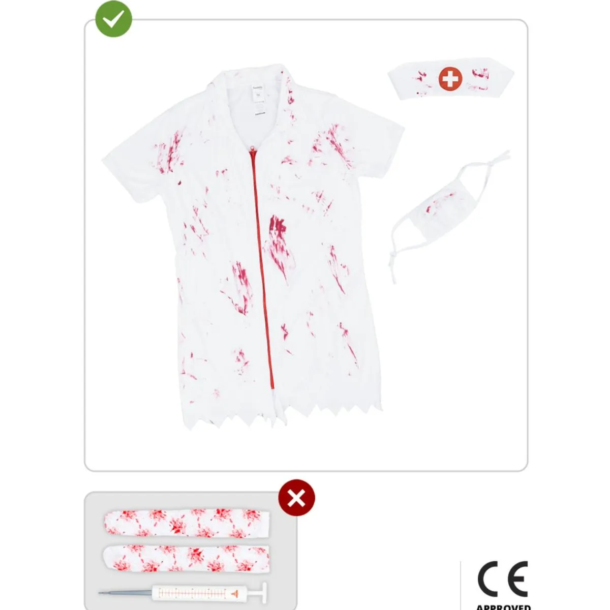 Funidelia Disfraces|Halloween*Disfraz de enfermera zombie niña 10-12 años