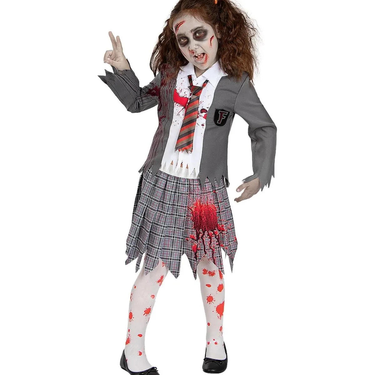 Funidelia Halloween|Halloween*Disfraz de estudiante zombie niña 5-6 años