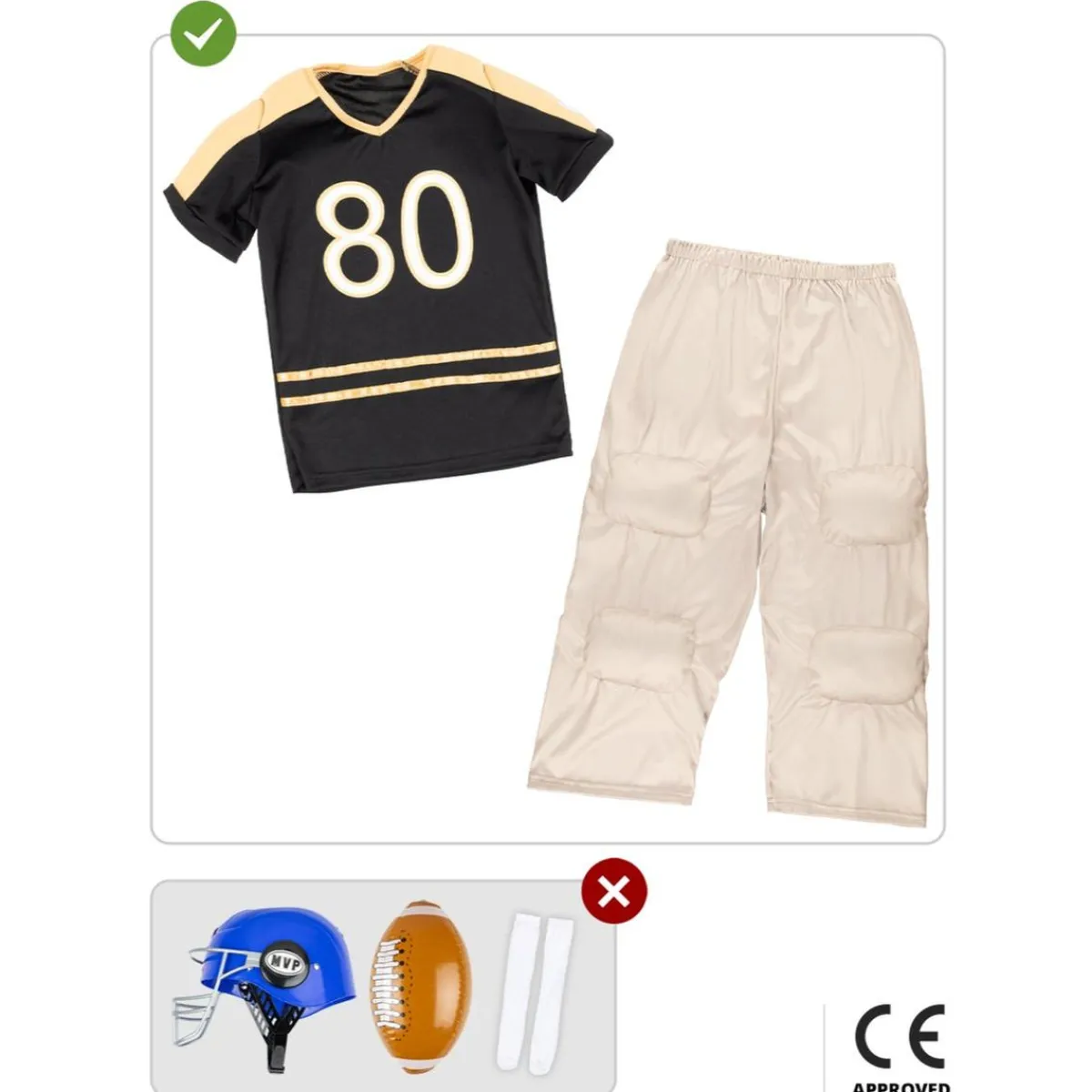 Funidelia Halloween|Disfraces*Disfraz de fútbol americano musculoso para niño 5-6 años