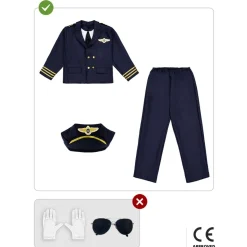 Funidelia Halloween|Disfraces*Disfraz de piloto de aviones para niño 7-9 años