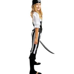 Funidelia Halloween|Disfraces*Disfraz de pirata a rayas para niña- Colección blanca y negra 7-9 años