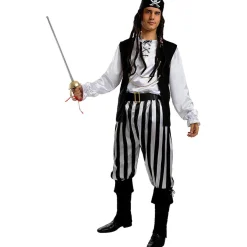 Funidelia Disfraces|Halloween*Disfraz de pirata a rayas para hombre - Colección blanca y negra S