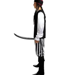 Funidelia Disfraces|Halloween*Disfraz de pirata a rayas para hombre - Colección blanca y negra S