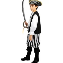 Funidelia Halloween|Disfraces*Disfraz de pirata a rayas para niño- Colección blanca y negra 5-6 años