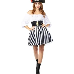 Funidelia Disfraces|Halloween*Disfraz de Pirata a rayas para mujer - Colección blanco y negro - Talla XS